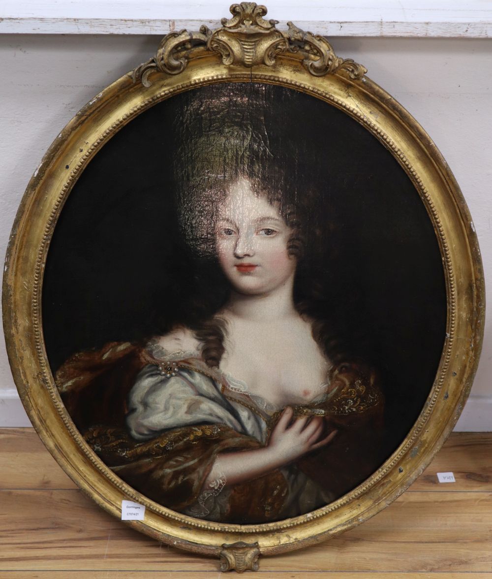After Sir Peter Lely (1618-1680), oil on canvas, Half length portrait of a young woman, 73 x 60cm